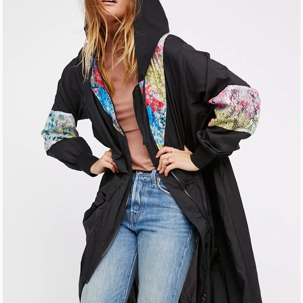 Free People Mixed Media Nylon Duster